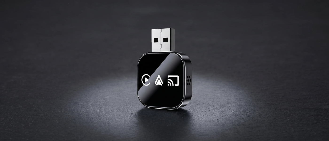 CarConnectPro adapter plugged into a car USB port