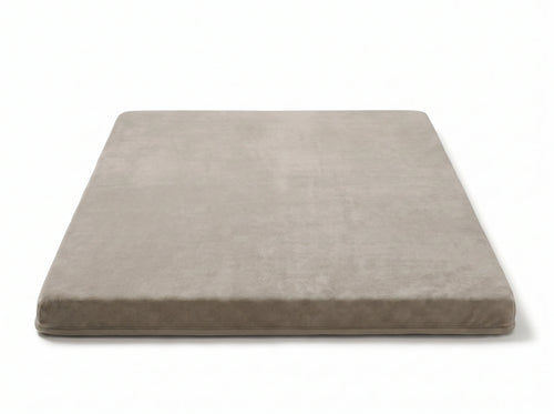 Cushvia — 30 mm slow-rebound foam core, one piece, coral velvet wipe-clean surface
